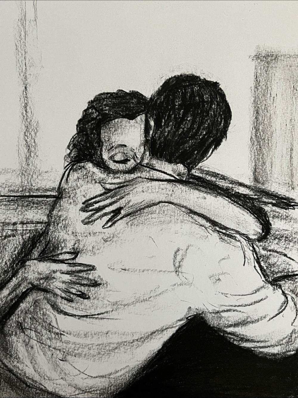 Embrace Sketch Wall Art - Black and White